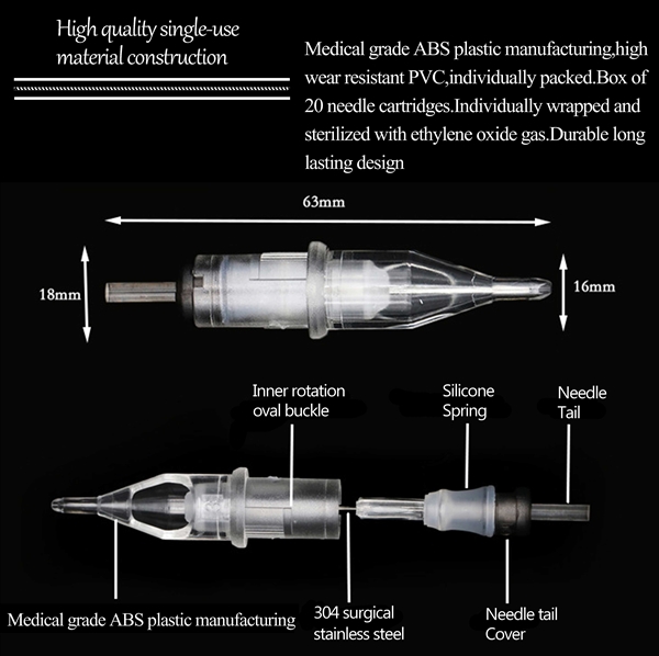 上海孝立纹身器材纹身一体针皮塞黑盒一体针